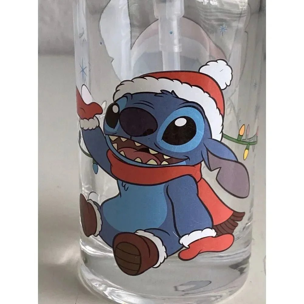 Disney Stitch & Scrump‎ Christmas Santa Hat Soap Dispenser Clear Glass NEW